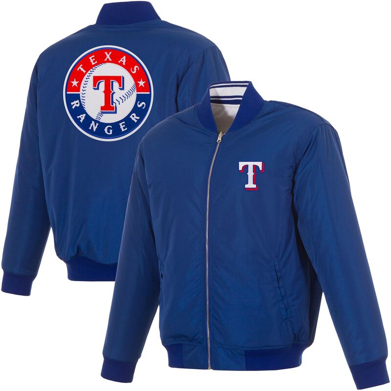 JH 目論む メンズ アウター 上衣・上衣 ナイロン JH Design Men\u0027s Texas Rangers Full-Zip Reversible Flight Royal Nylon Jacket NoColor
