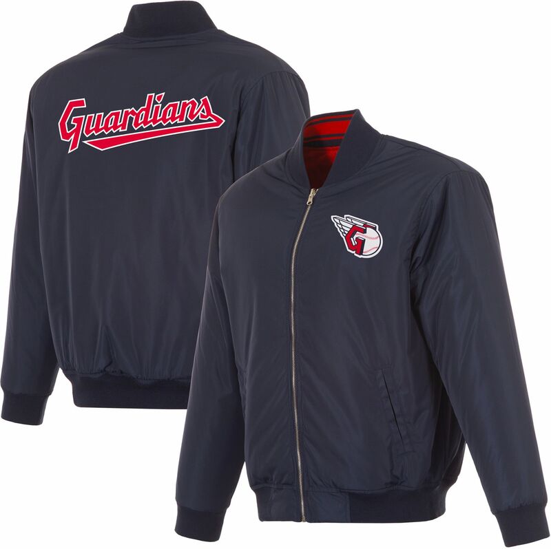 JH 目論む メンズ アウター 上衣・上衣 ナイロン JH Design Men\u0027s Cleveland Guardians Full-Zip Reversible Flight Navy Nylon Jacket NoColor 米国海軍