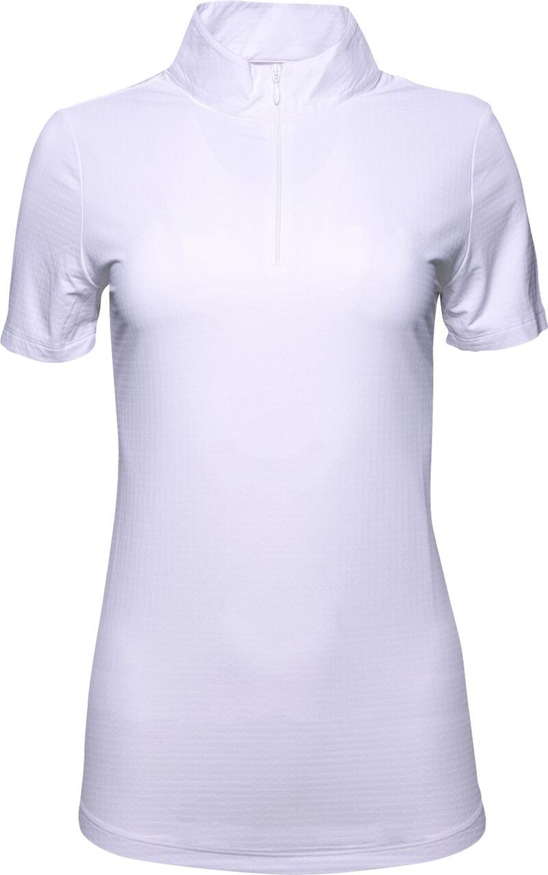 アイビークール レディース トップス スポーツシャツ モックネック IBKUL Women\u0027short Sleeve Mock Neck Golf Polo White 白いこと