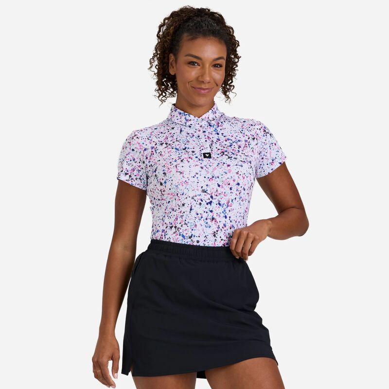 バッドバーディー レディース トップス スポーツシャツ Bad Birdie Women\u0027short Sleeve Performance Golf Polo Paint Splatter 3