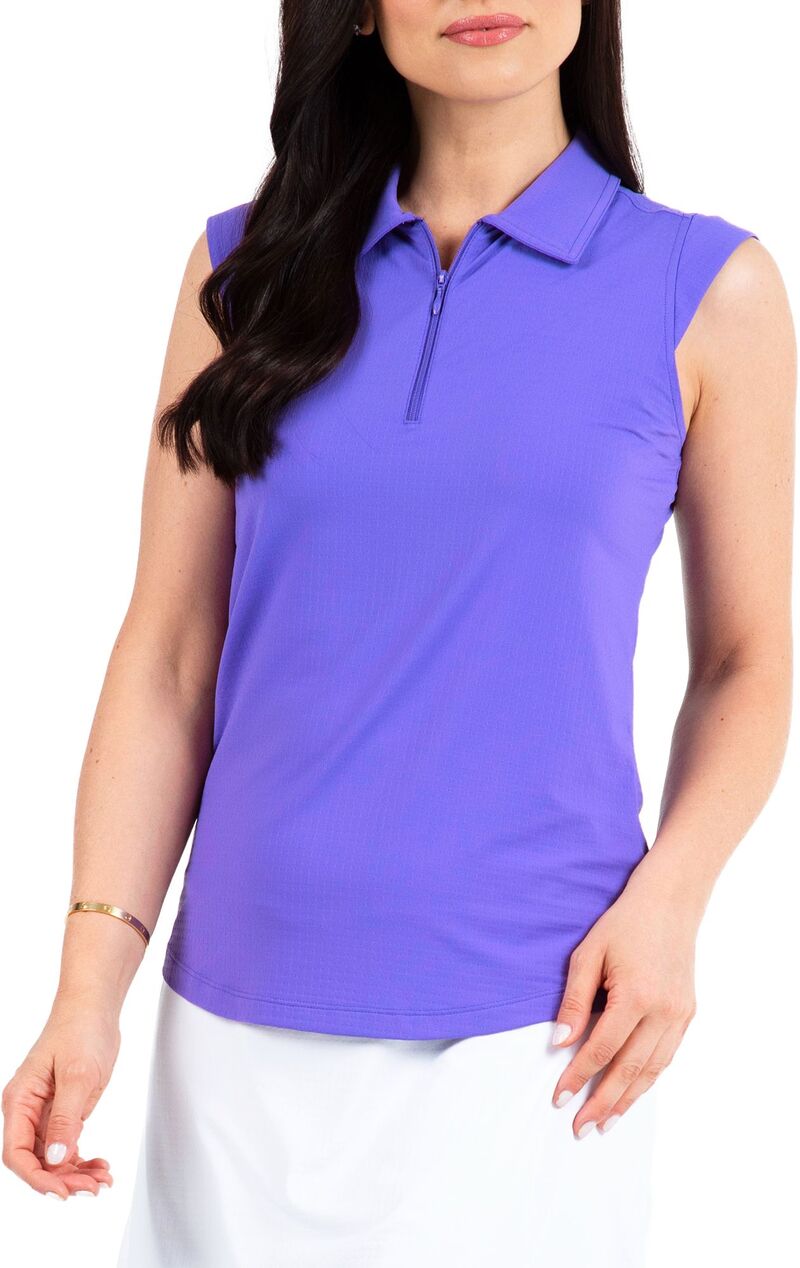 アイビークール レディース トップス スポーツシャツ ノースリーブ IBKUL Women\u0027sleeveless 1/4 Zip Golf Polo Plum 酸桃