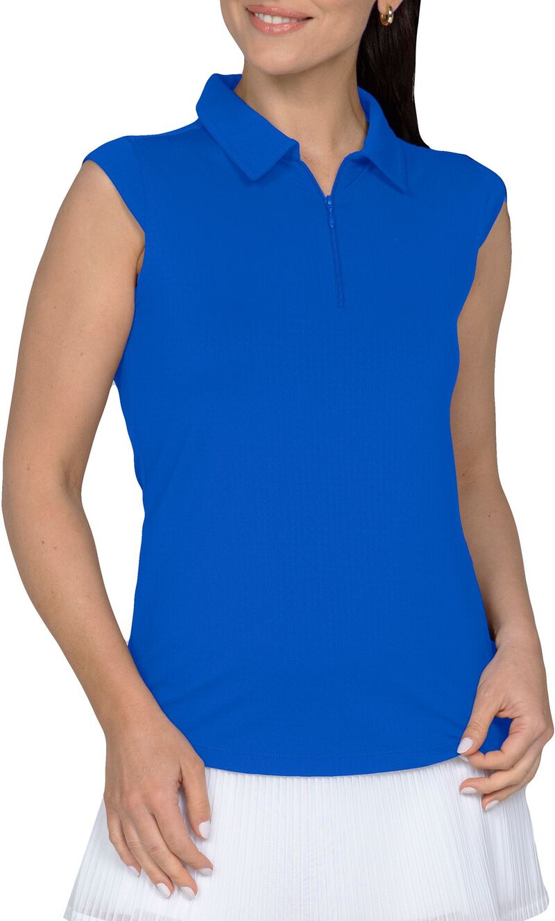 アイビークール レディース トップス スポーツシャツ ノースリーブ IBKUL Women\u0027sleeveless 1/4 Zip Golf Polo Royal
