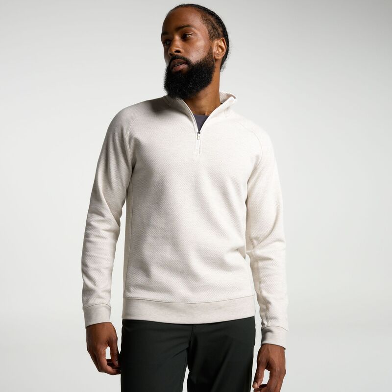 ヴァースト メンズ アウター パーカー・スウェット フリース VRST Men\u0027s Recharge Pebble Fleece 1/4 Zip Light Sand Heather ギョリュウモドキ