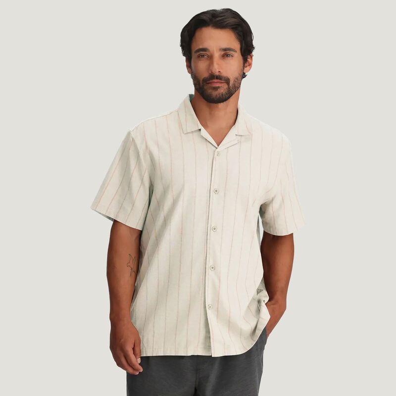 無償性 飛球 メンズ トップス プルオーバー Free Fly Men\u0027sullivan\u0027s Camp Shirt Dash Vertical Stripe Sea Salt 縞模様