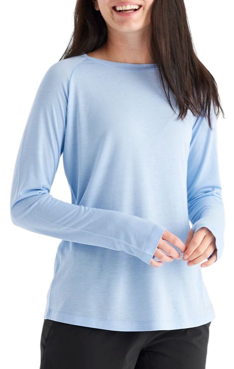 無償性 飛球 レディース トップス プルオーバー Free Fly Women\u0027s Bamboo Lightweight Long Sleeve T-Shirt II Clear Sky