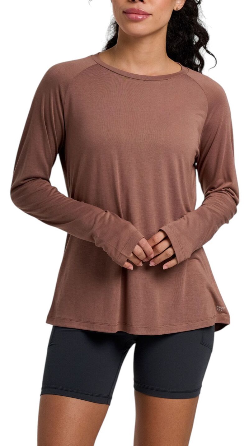 無償性 飛球 レディース トップス プルオーバー Free Fly Women\u0027s Bamboo Lightweight Long Sleeve T-Shirt II Nutmeg