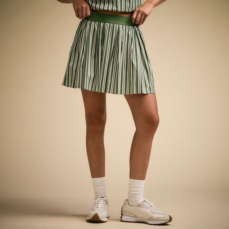 持ちはこび レディース 下つ方スコート 筋目 CALIA Women\u0027s TrueLight 16 ” Pleated Golf Skort Line Stripe Green 緑であること