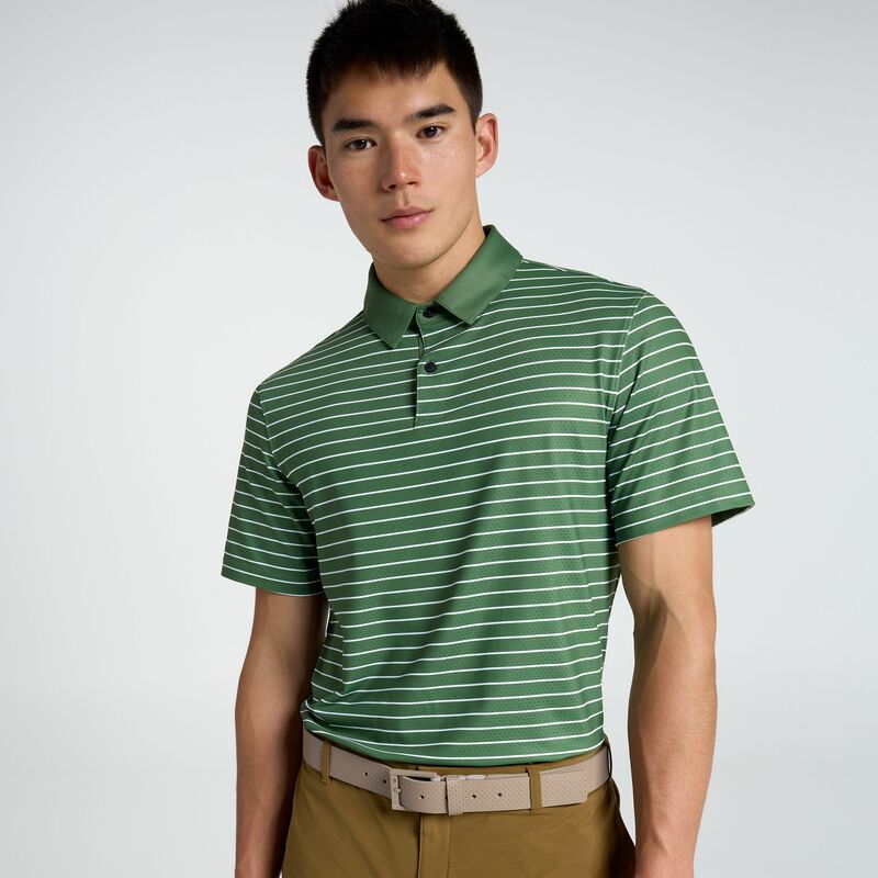 ヴァースト メンズ トップス ポロシャツ VRST Men's Pivot Stripe Golf Polo Fern Olive/White ホワイト｜ReVida 店