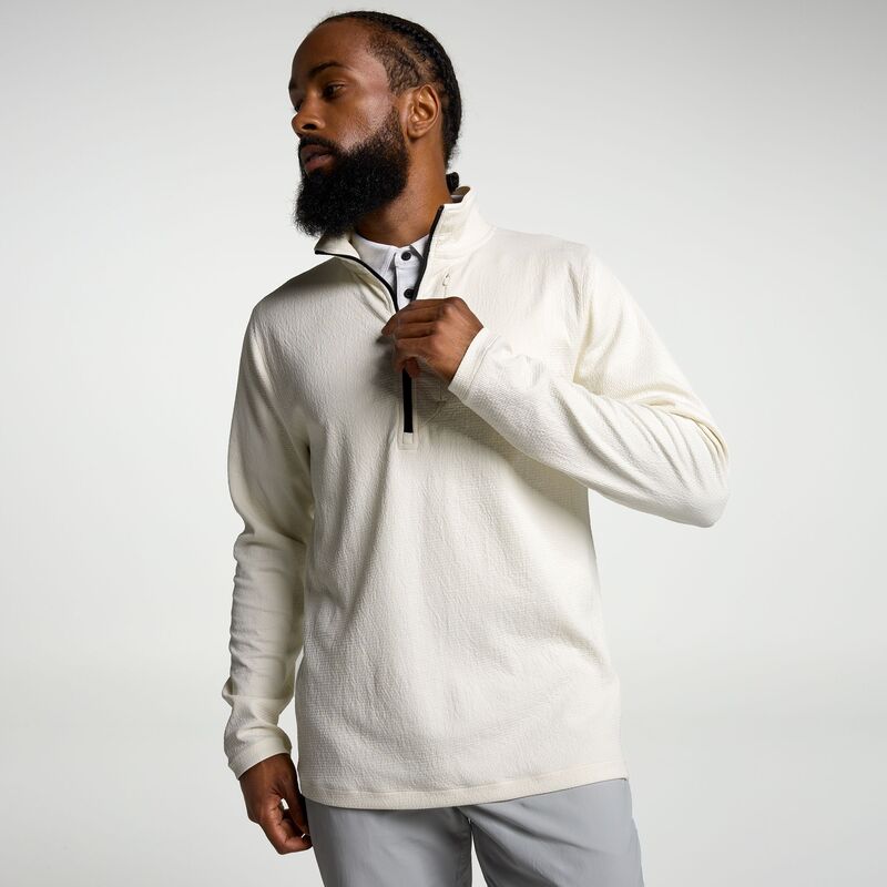 ヴァースト メンズ アウター パーカー・スウェット VRST Men\u0027s Elementextured 1/4 Zip Golf Pullover Cream 皮膚軟化剤