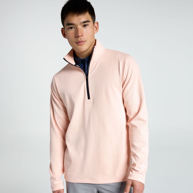 ヴァースト メンズ アウター パーカー・スウェット VRST Men\u0027s Elementextured 1/4 Zip Golf Pullover Peach Swirl 桃