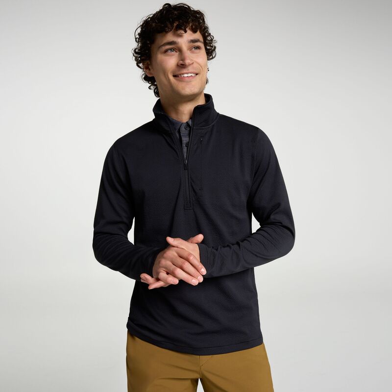 ヴァースト メンズ アウター パーカー・スウェット VRST Men\u0027s Elementextured 1/4 Zip Golf Pullover Pure Black 黒いこと