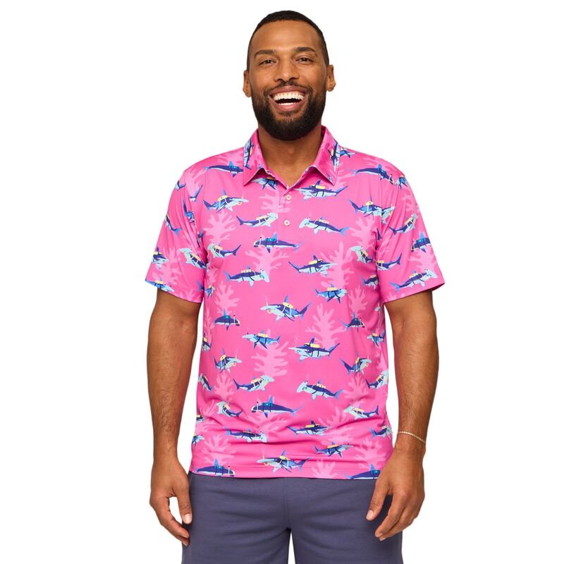 チャビーズ メンズ トップス スポーツシャツ Chubbies Men\u0027s The Great Pink Shark Golf Polo Bright Pink サクラ色