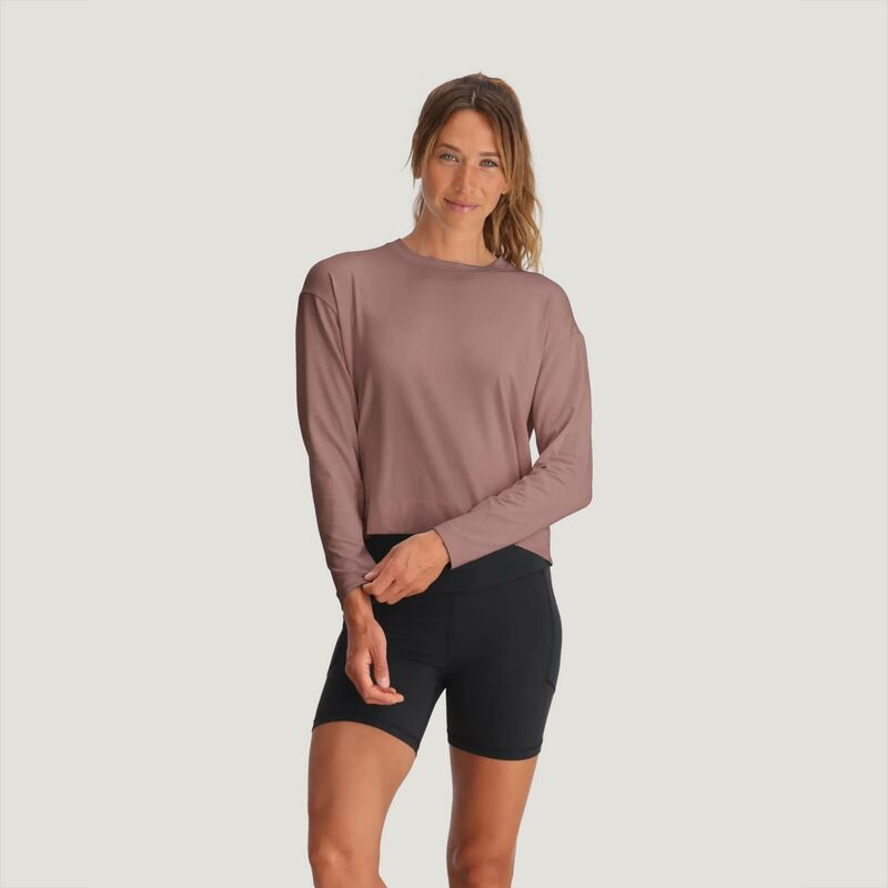 無償性 飛球 レディース トップス プルオーバー Free Fly Women\u0027s Bamboo Shade Crossover Long Sleeve Top Fig