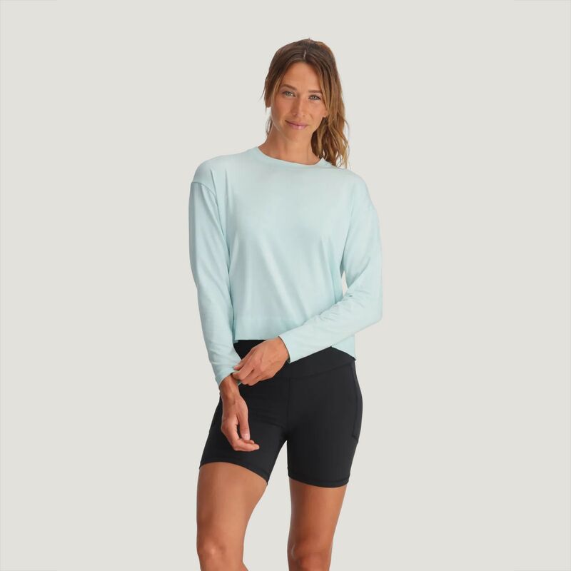無償性 飛球 レディース トップス プルオーバー Free Fly Women\u0027s Bamboo Shade Crossover Long Sleeve Top Tropic Sea
