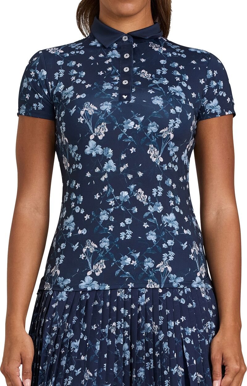 バッドバーディー レディース トップス ポロシャツ Bad Birdie Women'short Sleeve Performance Golf Polo Midnight Garden｜ReVida 店