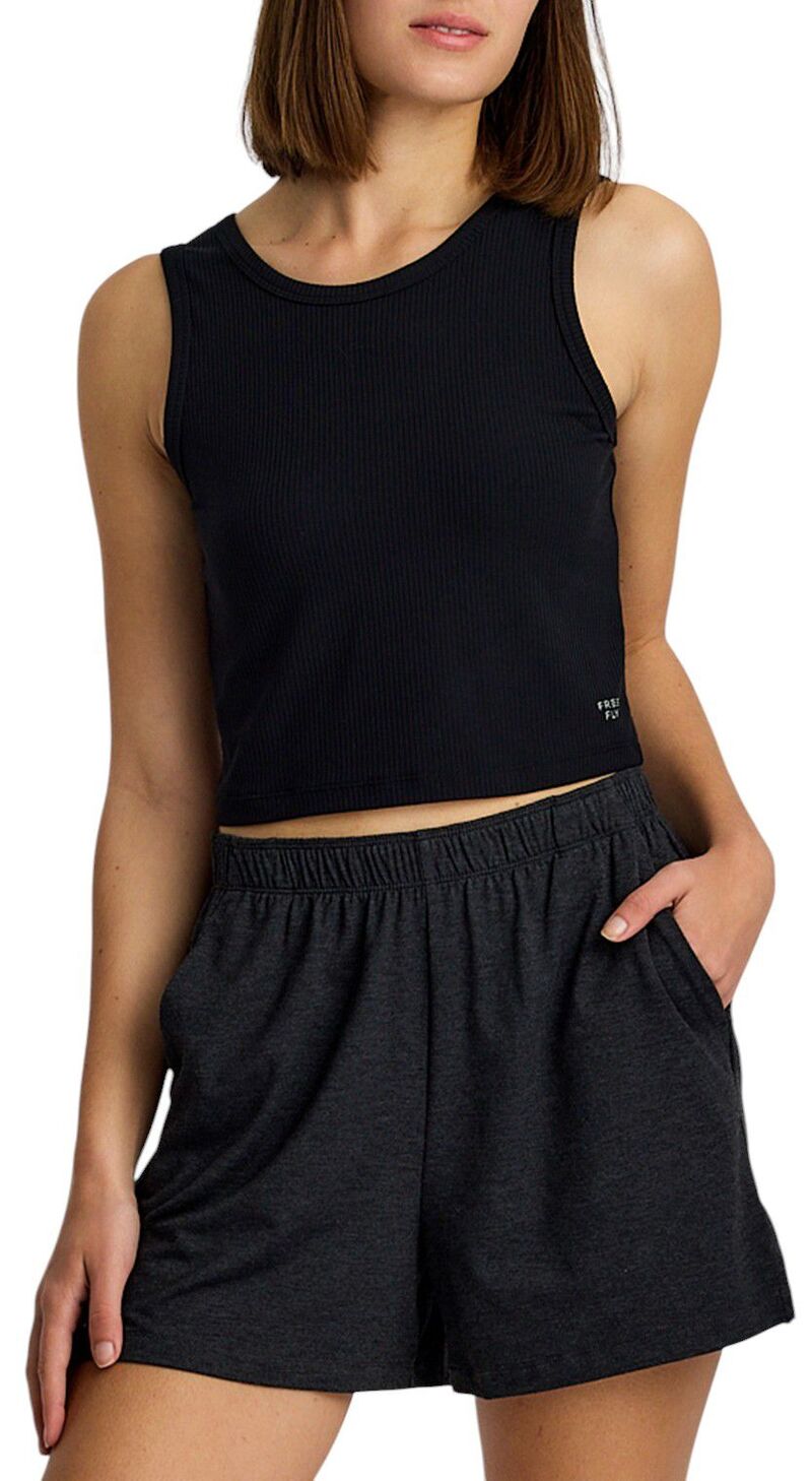 無償性 飛球 レディース トップス 貯蔵タンクとっ始め 肋筋 Free Fly Women\u0027s Ribbed Bamboo Tank Top Black 黒いこと