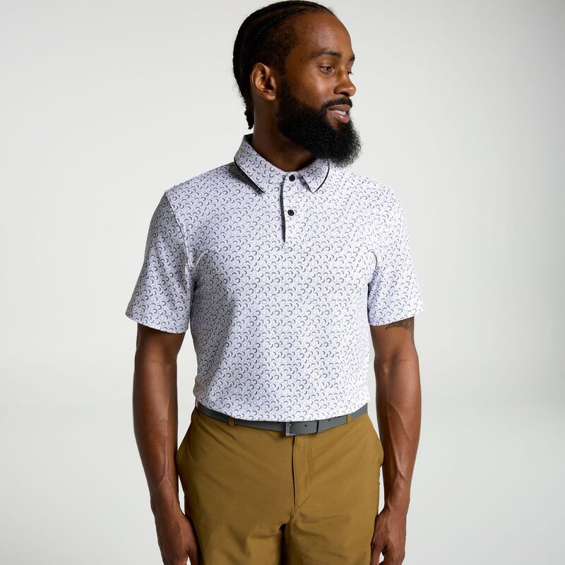 ヴァースト メンズ トップス スポーツシャツ 刷り上げる VRST Men\u0027s Golf Pivot Printed Polo Hex Geo White/Black 白いこと
