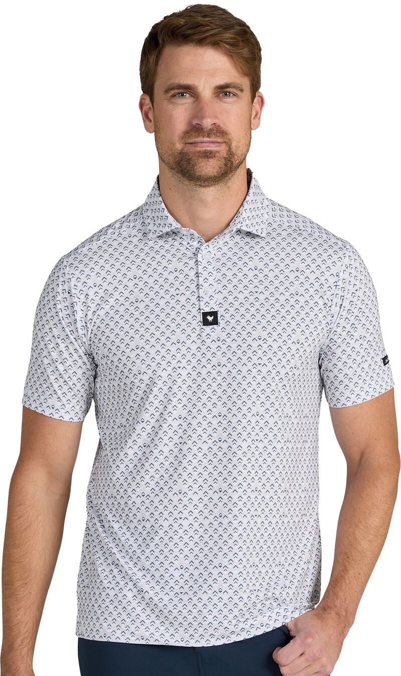 バッドバーディー メンズ トップス ポロシャツ Bad Birdie Men's Geo Frost Core Performance Golf Polo White ホワイト|ReVida 店