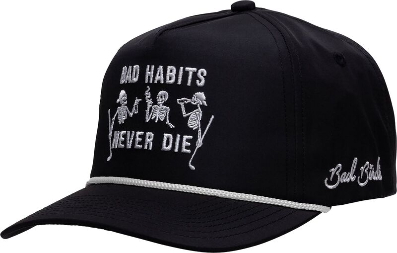 バッドバーディー レディース 佩び物 かぶり笠 Bad Birdie Adult Bad Habits Never Die Golf Rope Hat Black 黒いこと