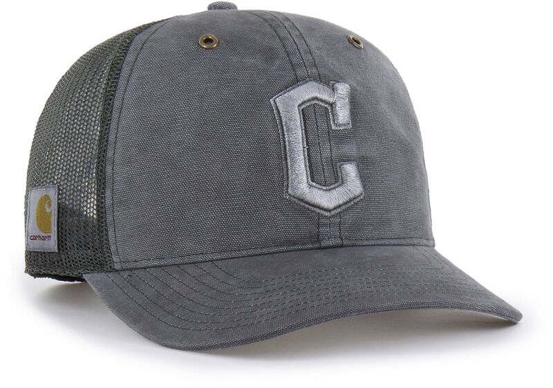 鉄道車両ハート形 レディース 添え物 かぶり笠 Carhartt x 47 Carhartt x \u002747 Adult Cleveland Guardians Charcoal Dyed Trucker Adjustable Hat NoColor 暗灰色