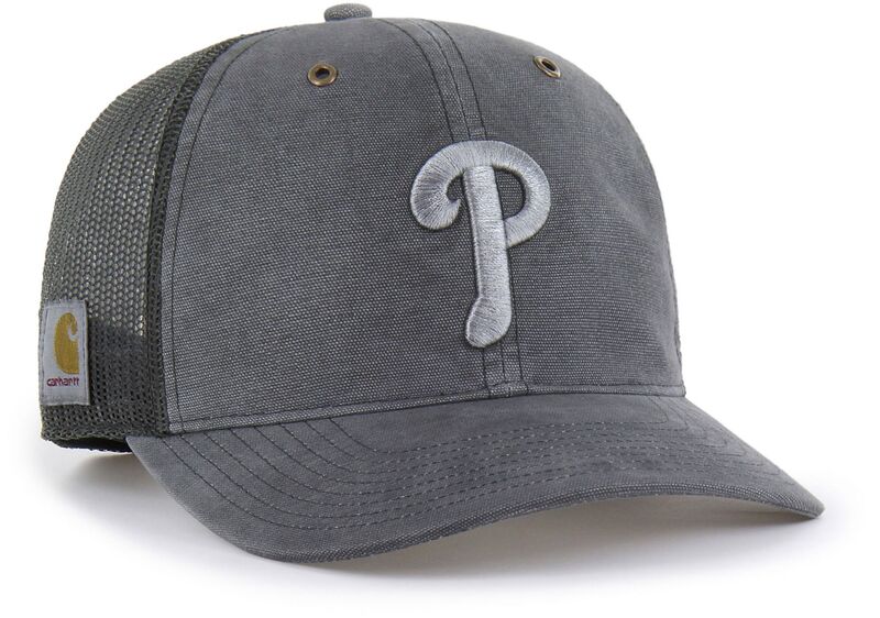 鉄道車両ハート型 レディース 佩び物 かぶり笠 Carhartt x 47 Carhartt x \u002747 Adult Philadelphia Phillies Charcoal Dyed Trucker Adjustable Hat NoColor 濃灰色