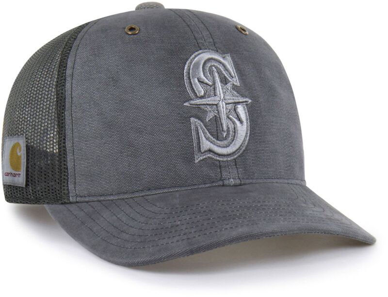 鉄道車両ハート型 レディース 佩び物 かぶり笠 Carhartt x 47 Carhartt x \u002747 Adult Seattle Mariners Charcoal Dyed Trucker Adjustable Hat NoColor 濃灰色