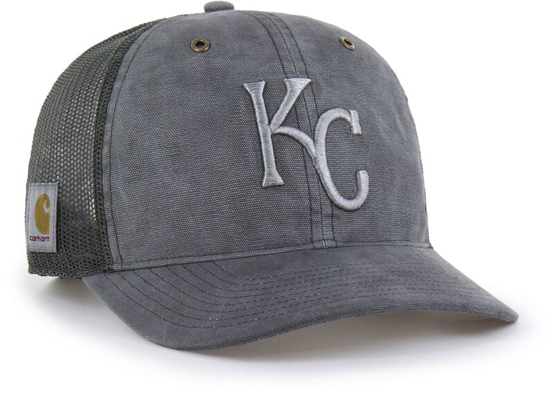 鉄道車両ハート型 メンズ 付属物 鳥打ち帽 Carhartt x 47 Carhartt x \u002747 Adult Kansas City Royals Charcoal Dyed Trucker Adjustable Hat NoColor 濃灰色