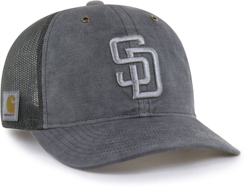 鉄道車両ハート型 メンズ 付属物 鳥打ち帽 Carhartt x 47 Carhartt x \u002747 Adult San Diego Padres Charcoal Dyed Trucker Adjustable Hat NoColor 濃灰色