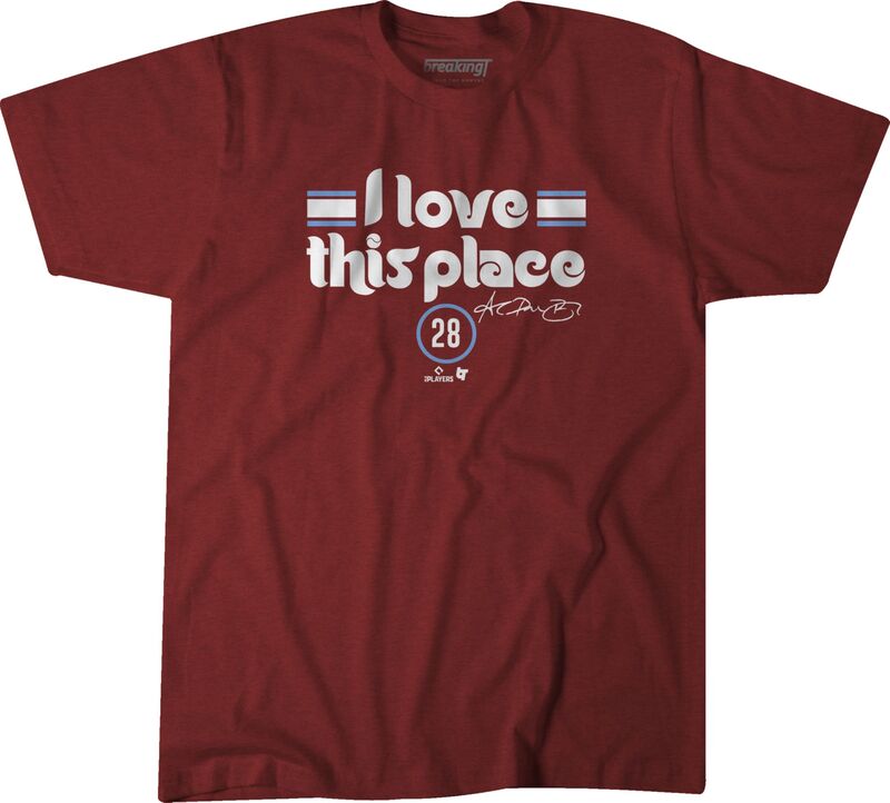 ブレイキング T メンズ トップス ティーシャツ スピード競技 BreakingT Men\u0027s Philadelphia Phillies Red Alex Bohm I Love This Place T-Shirt NoColor 赤いこと