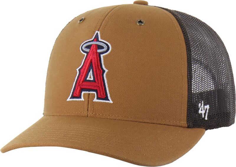 鉄道車両ハート型 メンズ 付属物 鳥打ち帽 Carhartt x 47 Carhartt x \u002747 Adult Los Angeles Angels Brown Adjustable Trucker Hat NoColor 赤銅色