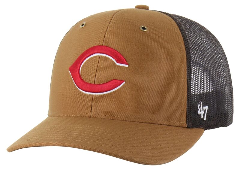 鉄道車両ハート型 メンズ 付属物 鳥打ち帽 Carhartt x 47 Carhartt x \u002747 Adult Cincinnati Reds Brown Adjustable Trucker Hat NoColor 赤銅色