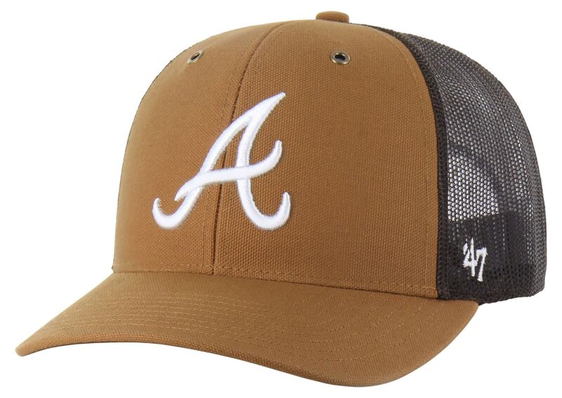 鉄道車両ハート型 メンズ 付属物 鳥打ち帽 Carhartt x 47 Carhartt x \u002747 Adult Atlanta Braves Brown Adjustable Trucker Hat NoColor 赤銅色