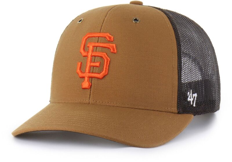 鉄道車両ハート型 レディース 佩び物 かぶり笠 Carhartt x 47 Carhartt x \u002747 Adult San Francisco Giants Brown Adjustable Trucker Hat NoColor 赤銅色