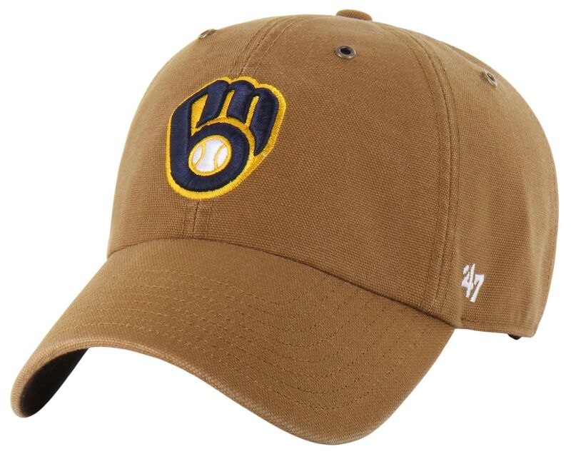 鉄道車両ハート形 メンズ 添え物 かぶり笠 Carhartt x 47 Carhartt x \u002747 Adult Milwaukee Brewers Brown Clean Up Adjustable Hat NoColor 赤銅色