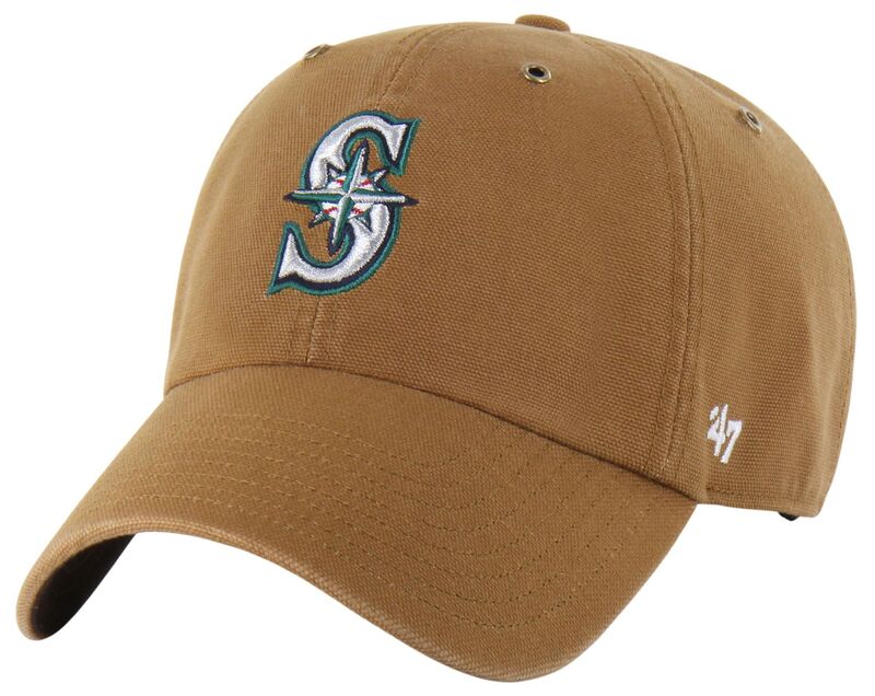 鉄道車両ハート型 レディース 佩び物 かぶり笠 Carhartt x 47 Carhartt x \u002747 Adult Seattle Mariners Brown Clean Up Adjustable Hat NoColor 赤銅色