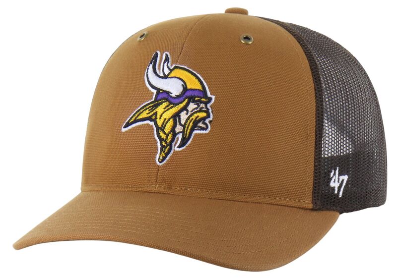 鉄道車両ハート形 メンズ 添え物 かぶり笠 Carhartt x 47 Carhartt x \u002747 Adult Minnesota Vikings Brown Dyed Adjustable Trucker Hat NoColor 赤銅色