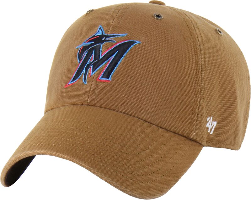 鉄道車両ハート型 レディース 佩び物 かぶり笠 Carhartt x 47 Carhartt x \u002747 Adult Miami Marlins Brown Clean Up Adjustable Hat NoColor 赤銅色