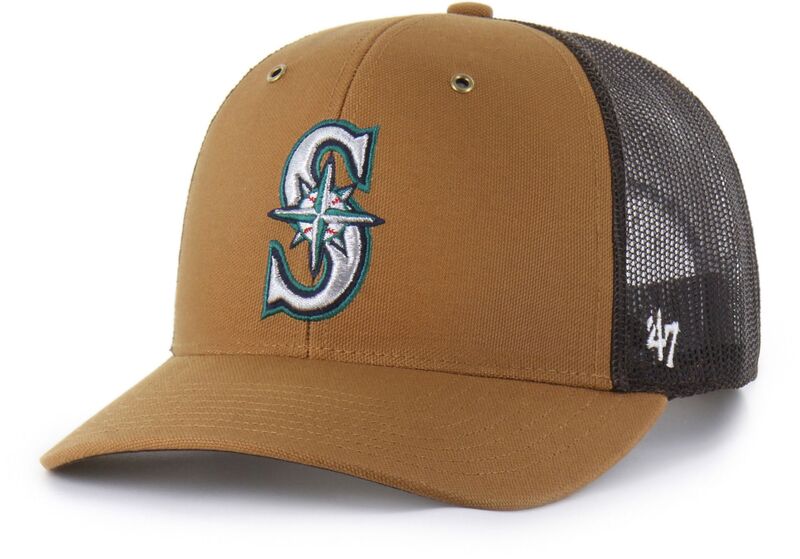 鉄道車両ハート型 レディース 佩び物 かぶり笠 Carhartt x 47 Carhartt x \u002747 Adult Seattle Mariners Brown Adjustable Trucker Hat NoColor 赤銅色