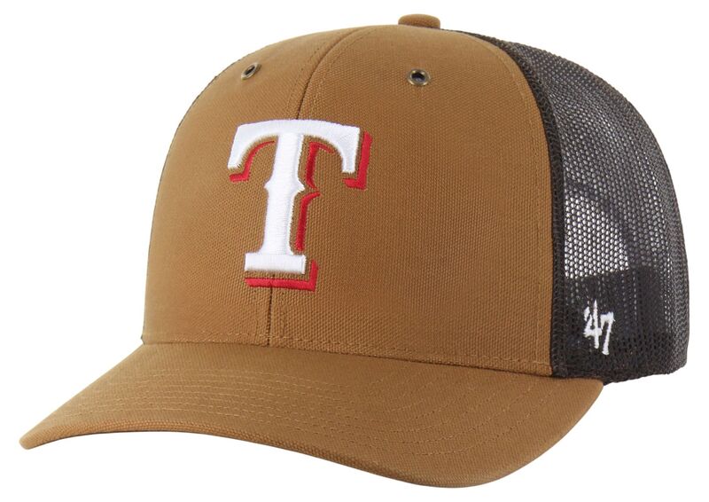 鉄道車両ハート型 レディース 佩び物 かぶり笠 Carhartt x 47 Carhartt x \u002747 Adultexas Rangers Brown Adjustable Trucker Hat NoColor 赤銅色