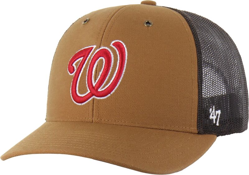 鉄道車両ハート形 メンズ 添え物 かぶり笠 Carhartt x 47 Carhartt x \u002747 Adult Washingtonationals Brown Adjustable Trucker Hat NoColor 赤銅色