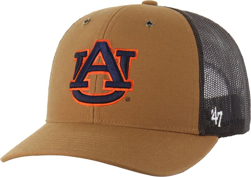 鉄道車両ハート型 レディース 佩び物 かぶり笠 Carhartt x 47 Carhartt x \u002747 Adult Auburn Tigers Carhartt Brown Adjustable Trucker Hat NoColor 赤銅色