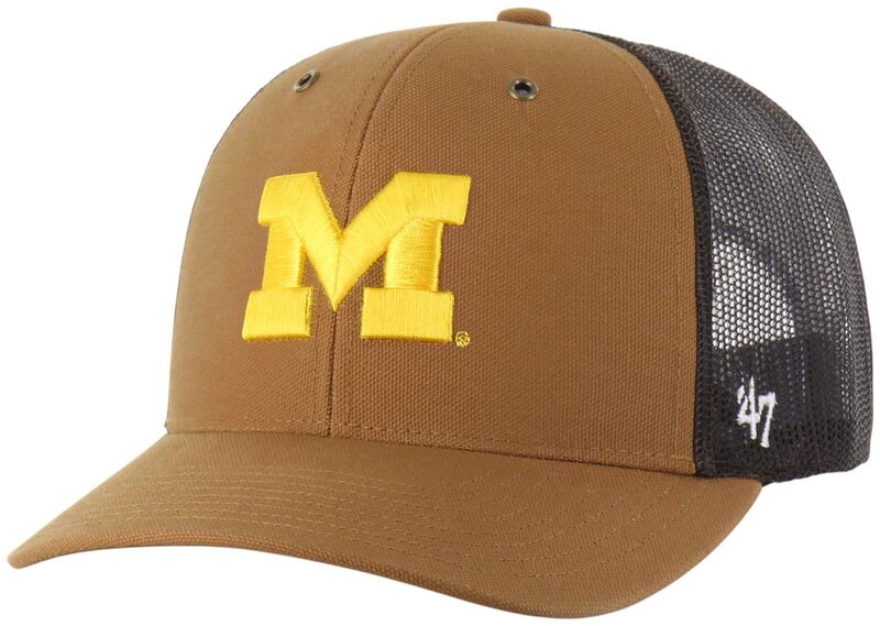 鉄道車両ハート型 メンズ 付属物 鳥打ち帽 Carhartt x 47 Carhartt x \u002747 Adult Michigan Wolverines Brown Adjustable Trucker Hat NoColor 赤銅色