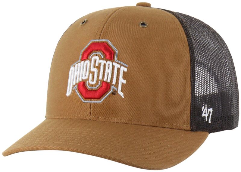 鉄道車両ハート型 レディース 佩び物 かぶり笠 Carhartt x 47 Carhartt x \u002747 Adult Ohio State Buckeyes Brown Adjustable Trucker Hat NoColor 赤銅色