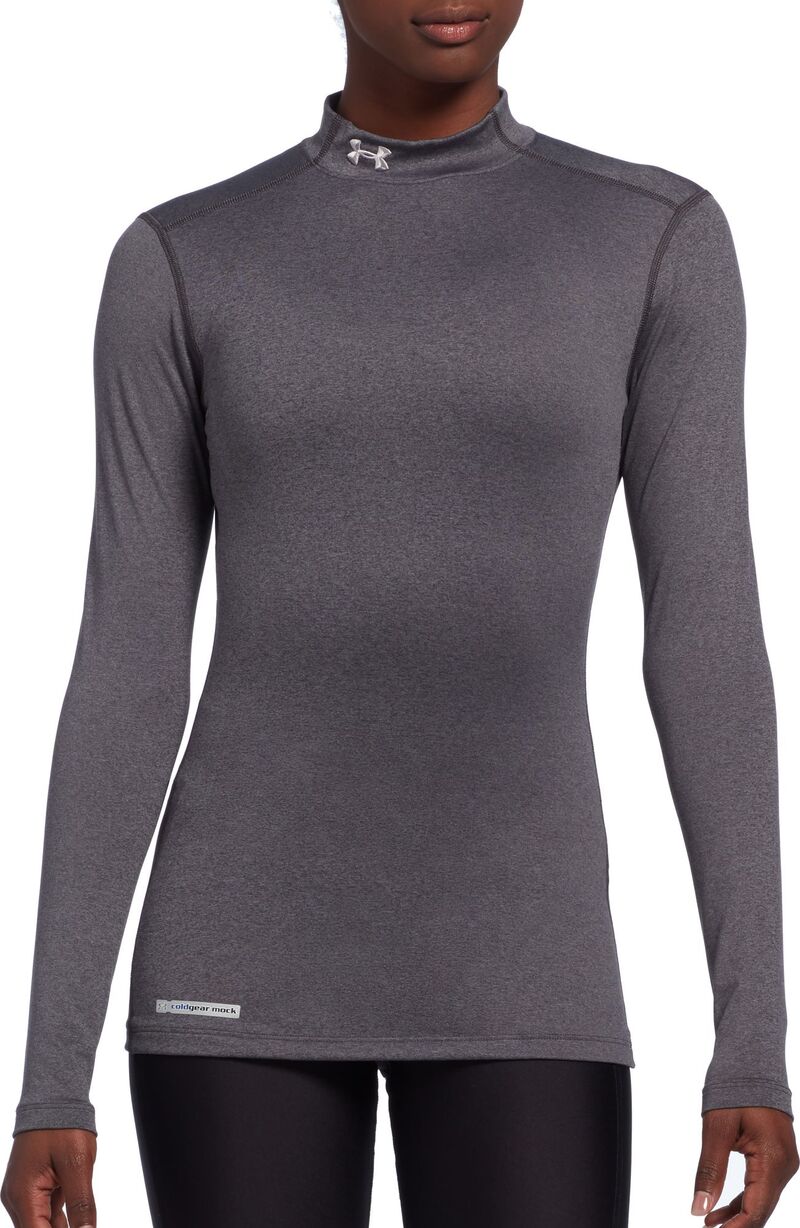 アンダーアーマー レディース トップス プルオーバー モックネック Under Armour Women\u0027s ColdGear Fitted Mock Neck Long Sleeve Pullover Carbon Heather ギョリュウモドキ