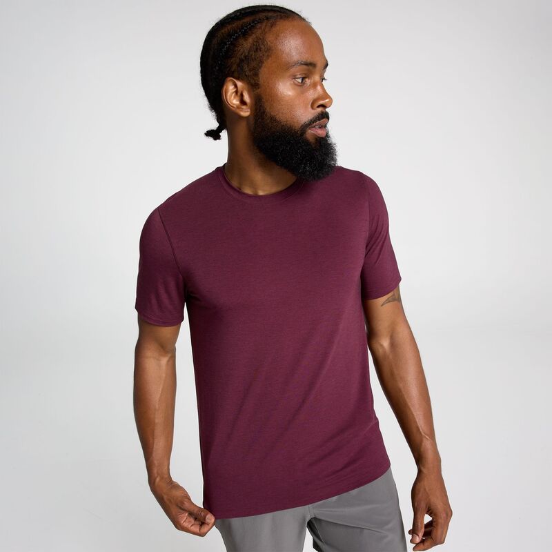 ヴァースト メンズ トップス プルオーバー VRST Men\u0027s Icon Short Sleeve Tee Burgundy Plum Heather ギョリュウモドキ