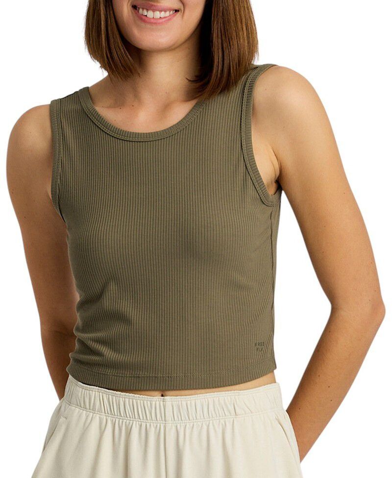 無償性 飛球 レディース トップス 貯蔵タンクとっ始め 肋筋 Free Fly Women\u0027s Ribbed Bamboo Tank Top Smokey Olive オリーブ