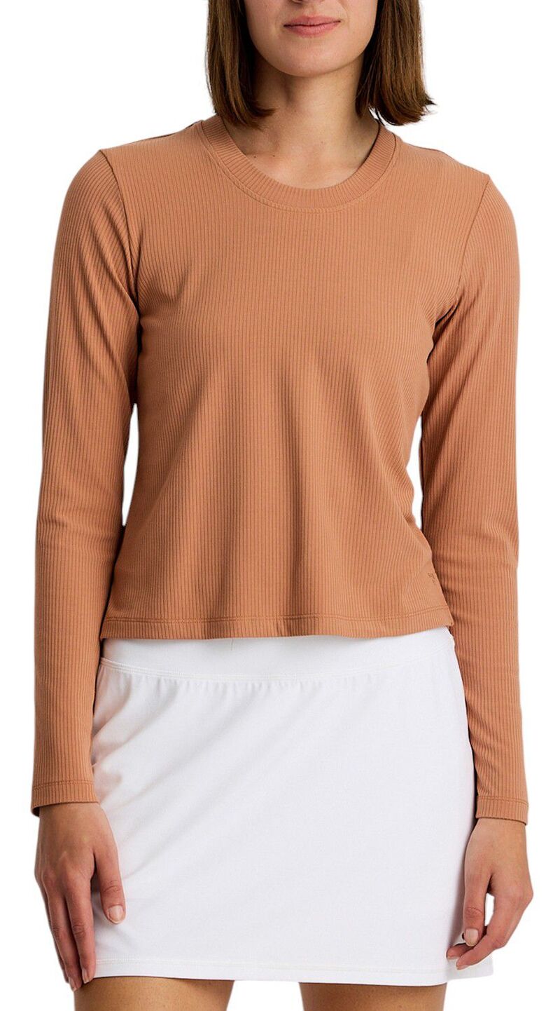 無償性 飛球 レディース トップス ティーシャツ 肋材 Free Fly Women\u0027s Ribbed Bamboo Long Sleeve Canyon Clay