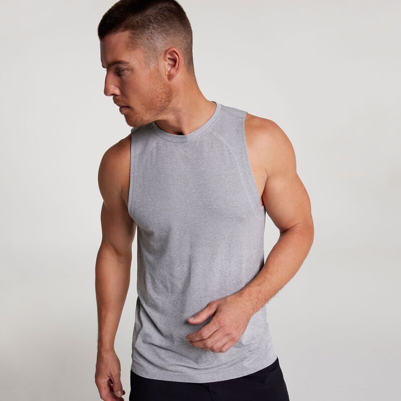 ヴァースト メンズ トップス 貯蔵タンクいの一番 VRST Men\u0027s Circuit Seamlesspace Dye Tank Silver Shadow/Pure White 白いこと