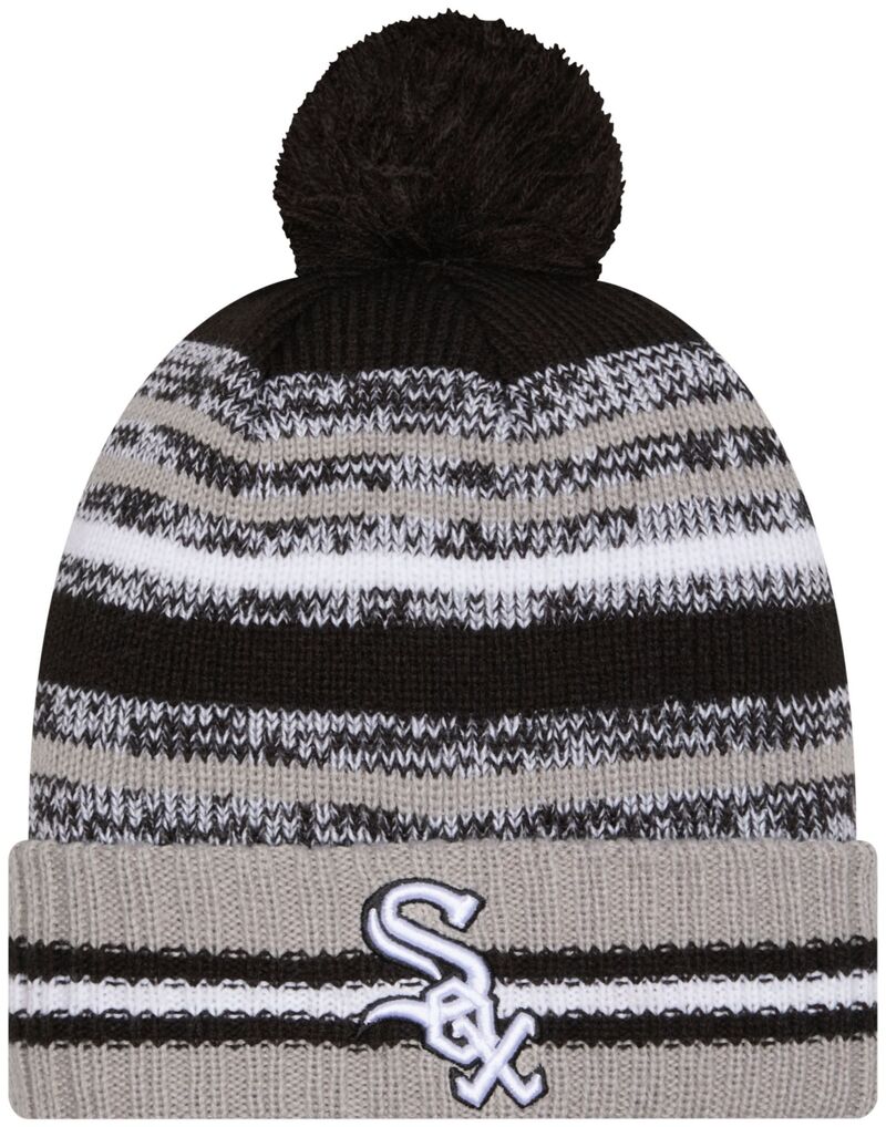 ニュー内鰓 レディース 付属物 鳥打ち帽 編み物 New Eradult Chicago White Sox Black Cheer Knit Hat NoColor 白いこと