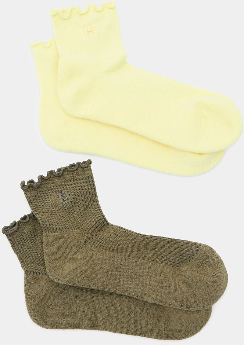 ハーフデイズ メンズ アンダー御召しもの ソックス フラウンス Halfdays Ruffle Crew Socks - 2 Pack Martini/Limoncello